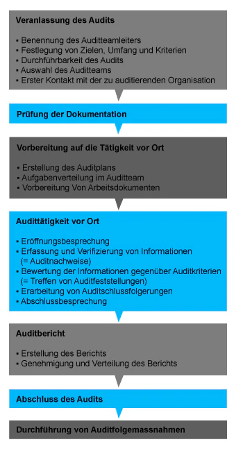 Schaubild, das die typischen Prozessabläufe bei einer Auditierung erläutert