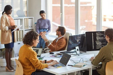 Employees in an IT company.