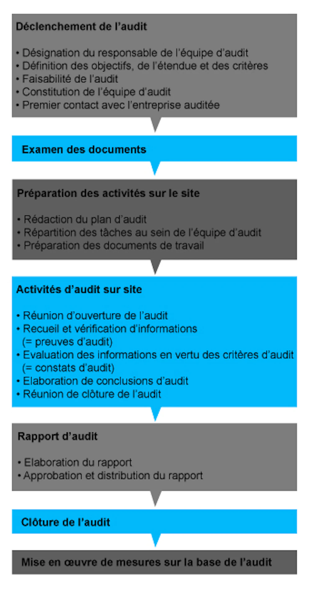 Schéma. Montre des activités d'audit typiques