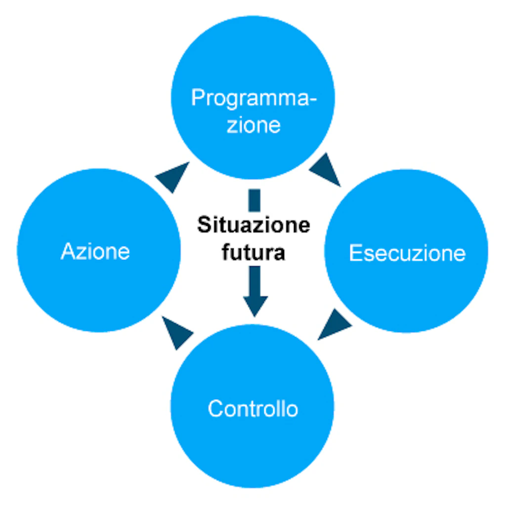 Schema: descrive l'applicazione del sistema di gestione della qualità che si basa sul ciclo PDCA (plan, do, check, act), il quale tiene conto di quattro fasi del management: la programmazione, l'esecuzione, il controllo nonché la fase di azione per l'ottimizzazione e l'adattamento del processo.